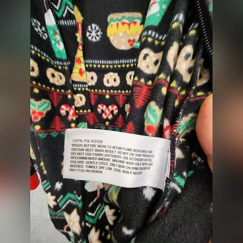 Nwt Cat & Jack Girls Boys Fleece Pajamas Christmas Fast Food Union Suit Sz S 6 7